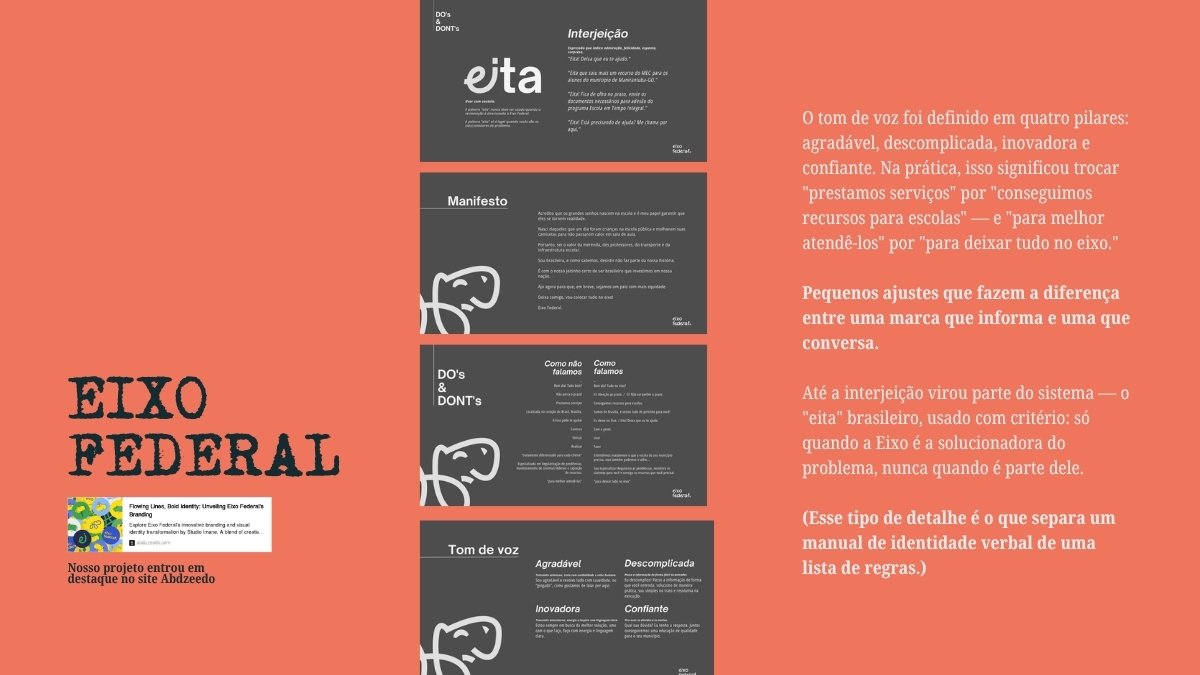 Eixo Federal — tom de voz, pilares de comunicação