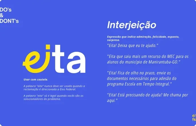 Página do manual da Eixo Federal: regra de uso da interjeição