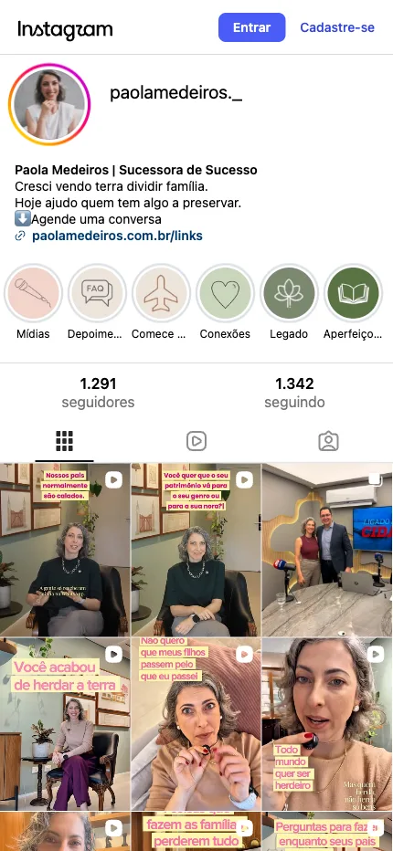 Perfil de Paola Medeiros no Instagram