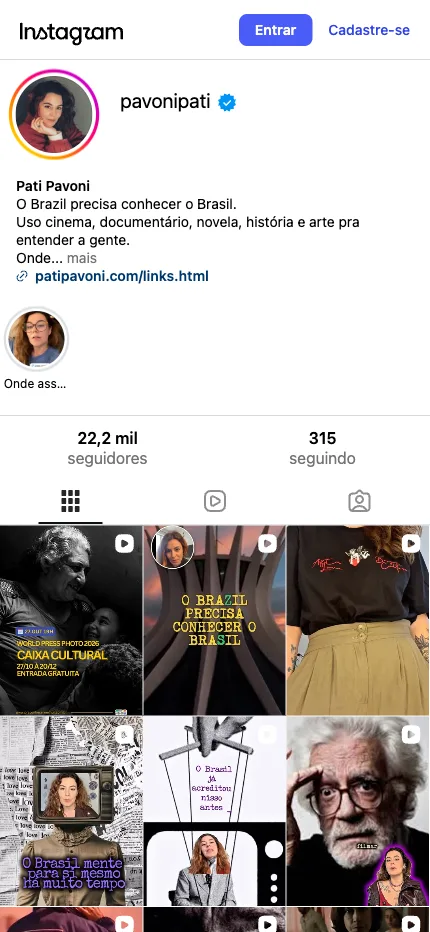 Perfil @pavonipati no Instagram