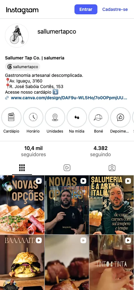 Perfil do Sallumer no Instagram