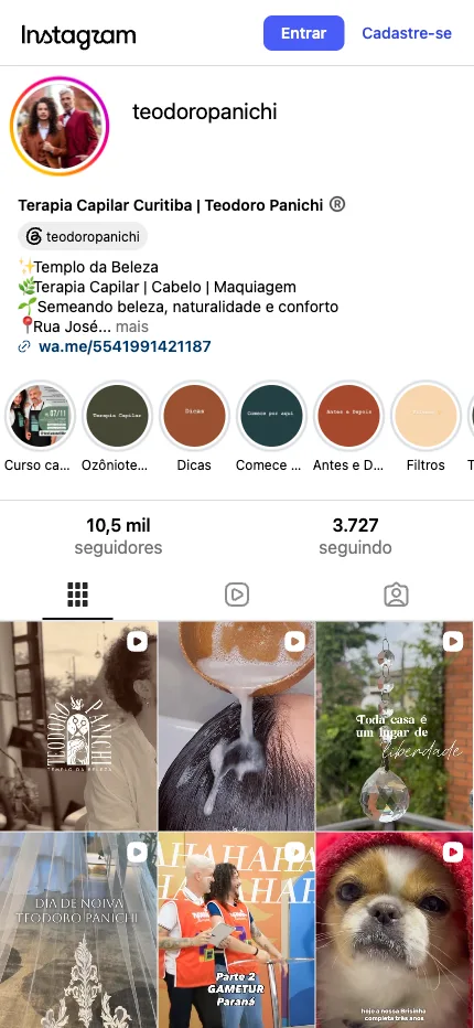 Perfil da Casa Teodoro Panichi no Instagram