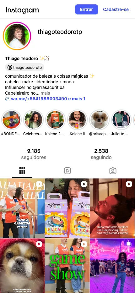 Perfil pessoal do Thiago Teodoro