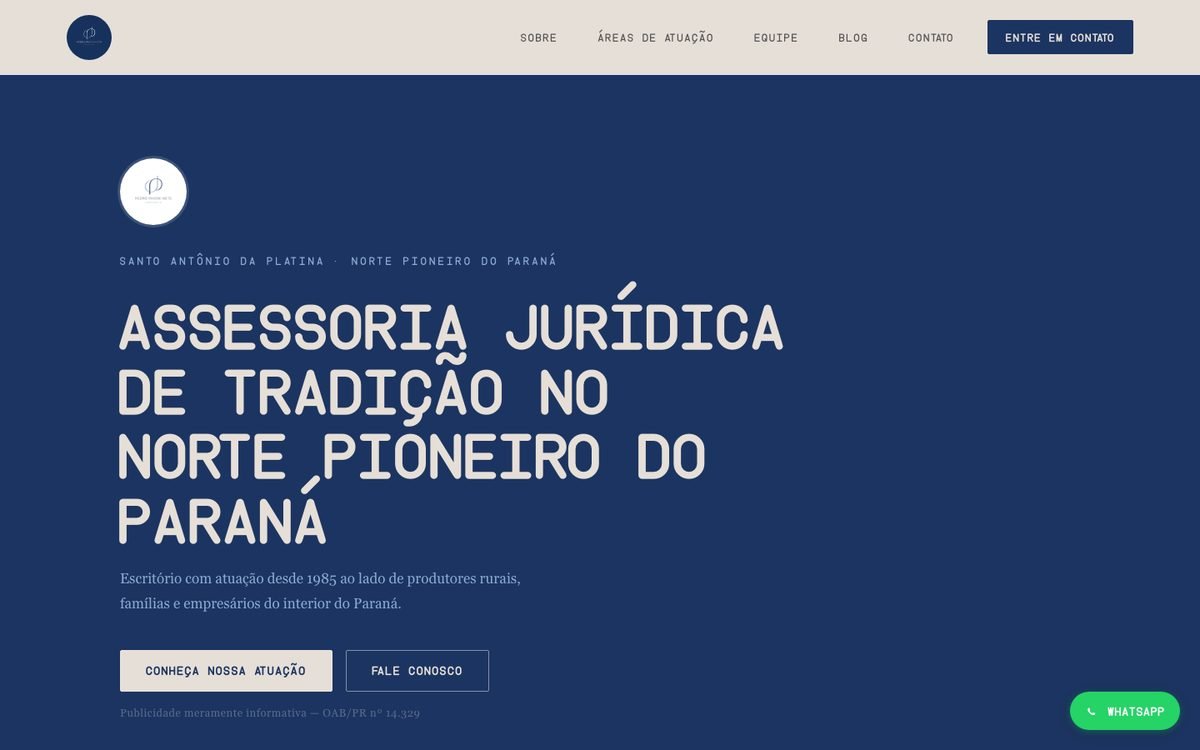 Site do escritório Pavoni Advocacia